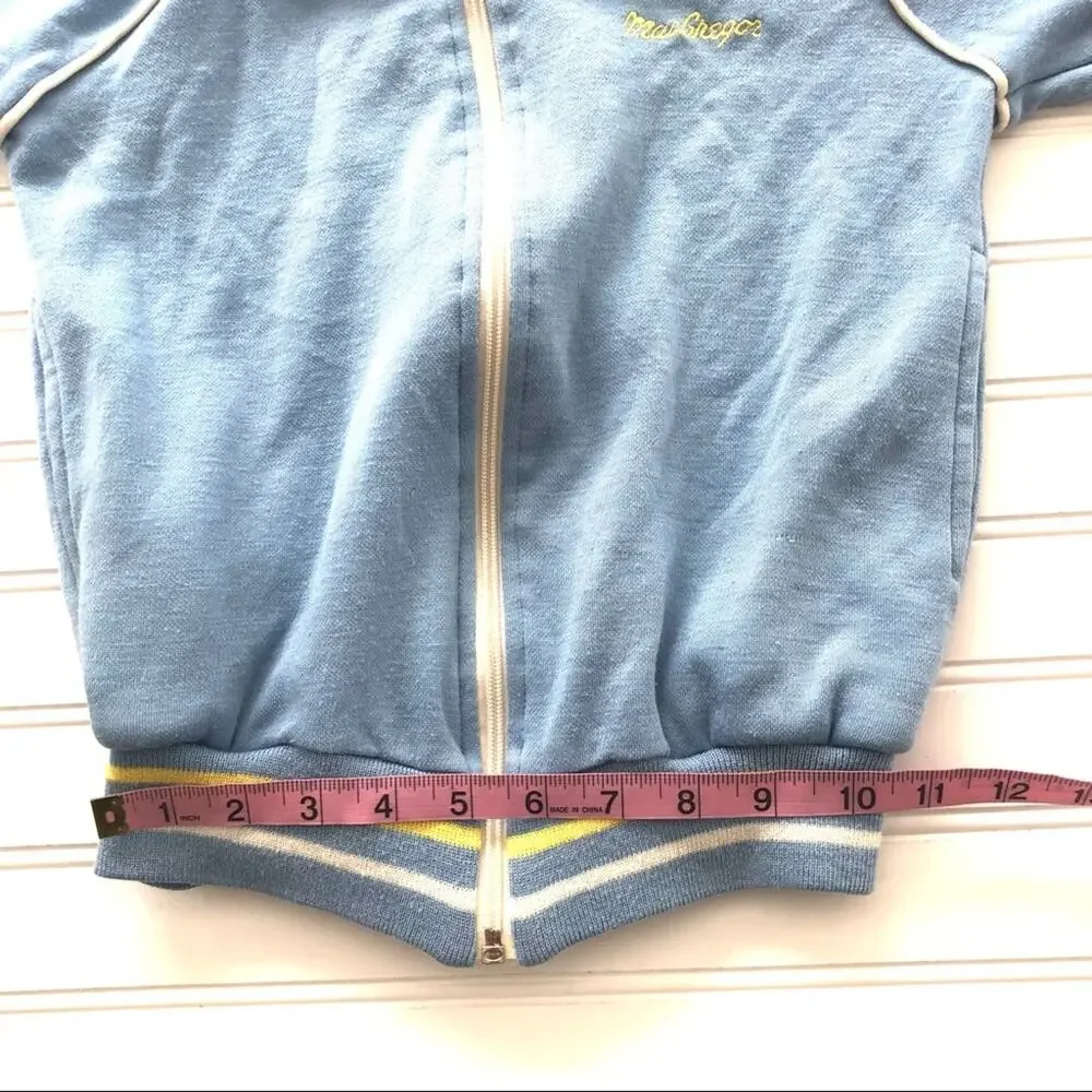 Vintage Kids Track Jacket Soft Full Zip Ringer Yellow Blue White Macgregor Med